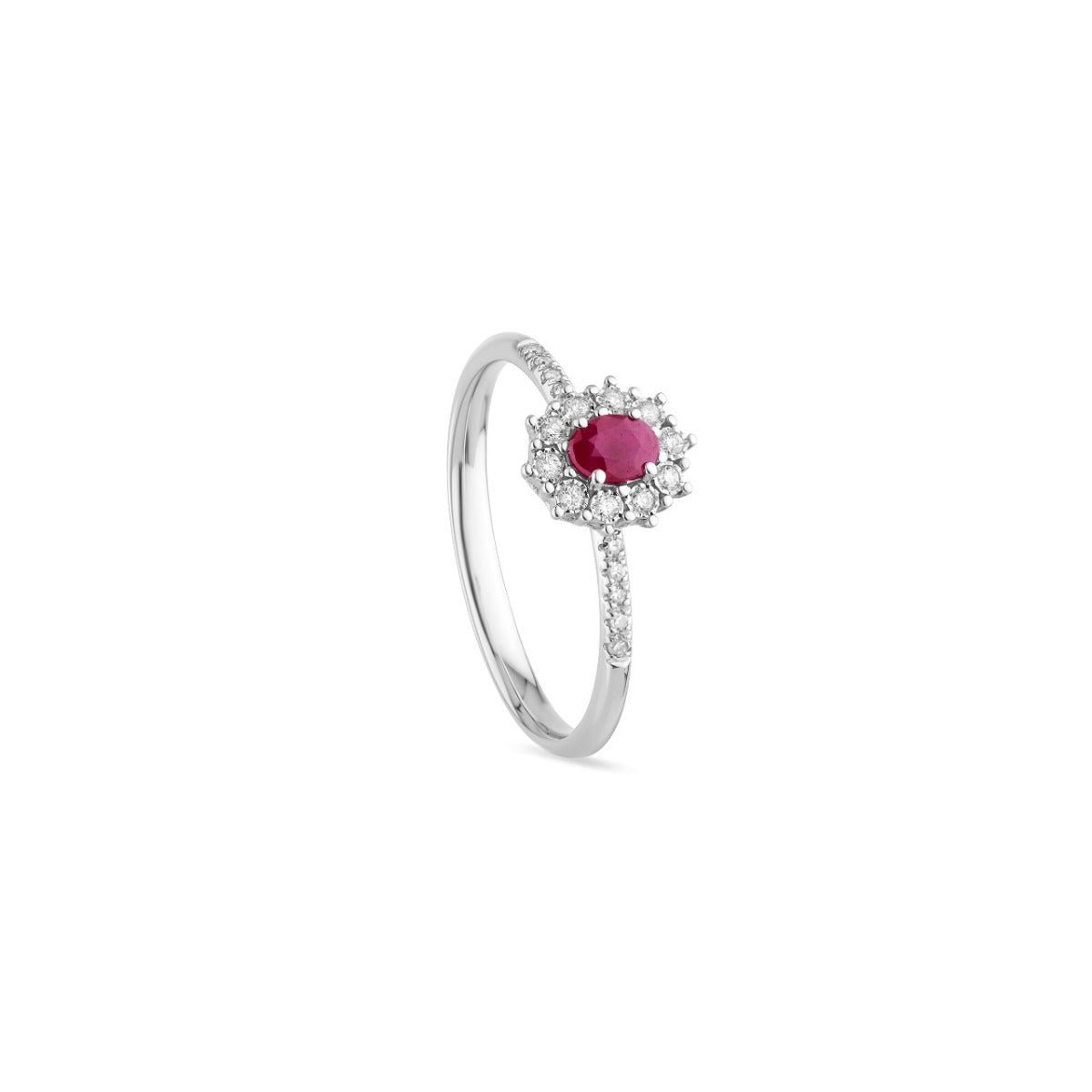 BLISS - Anello in oro bianco con rubino e diamanti