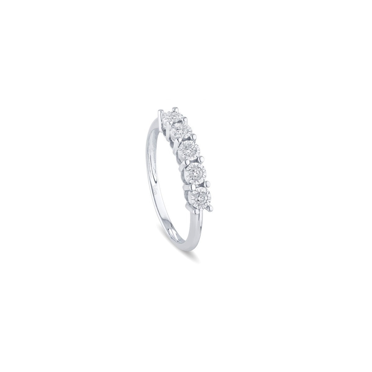 BLISS - Anello cinque pietre in oro bianco con diamanti