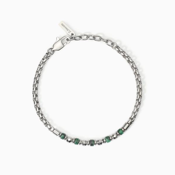 2JEWELS - Bracciale in acciaio con malachite sintetica