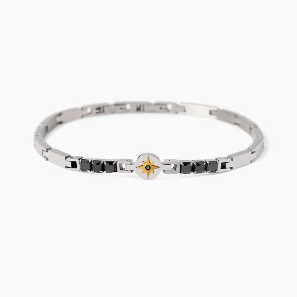 2JEWELS - Bracciale in acciaio 316L PVD giallo cristalli zir