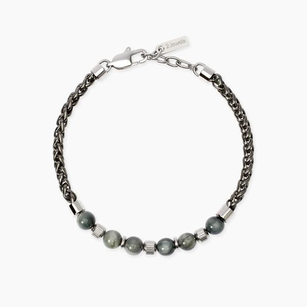 2JEWELS - Bracciale in acciaio 316L PVD gunmetal occhio di f