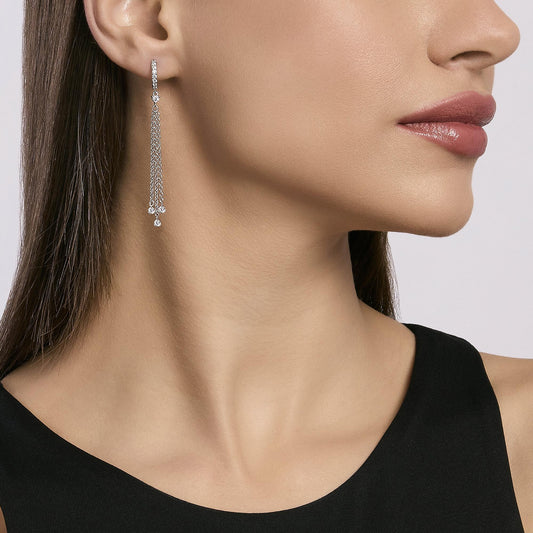 MABINA - Orecchini a cerchio in argento con catenine pendenti