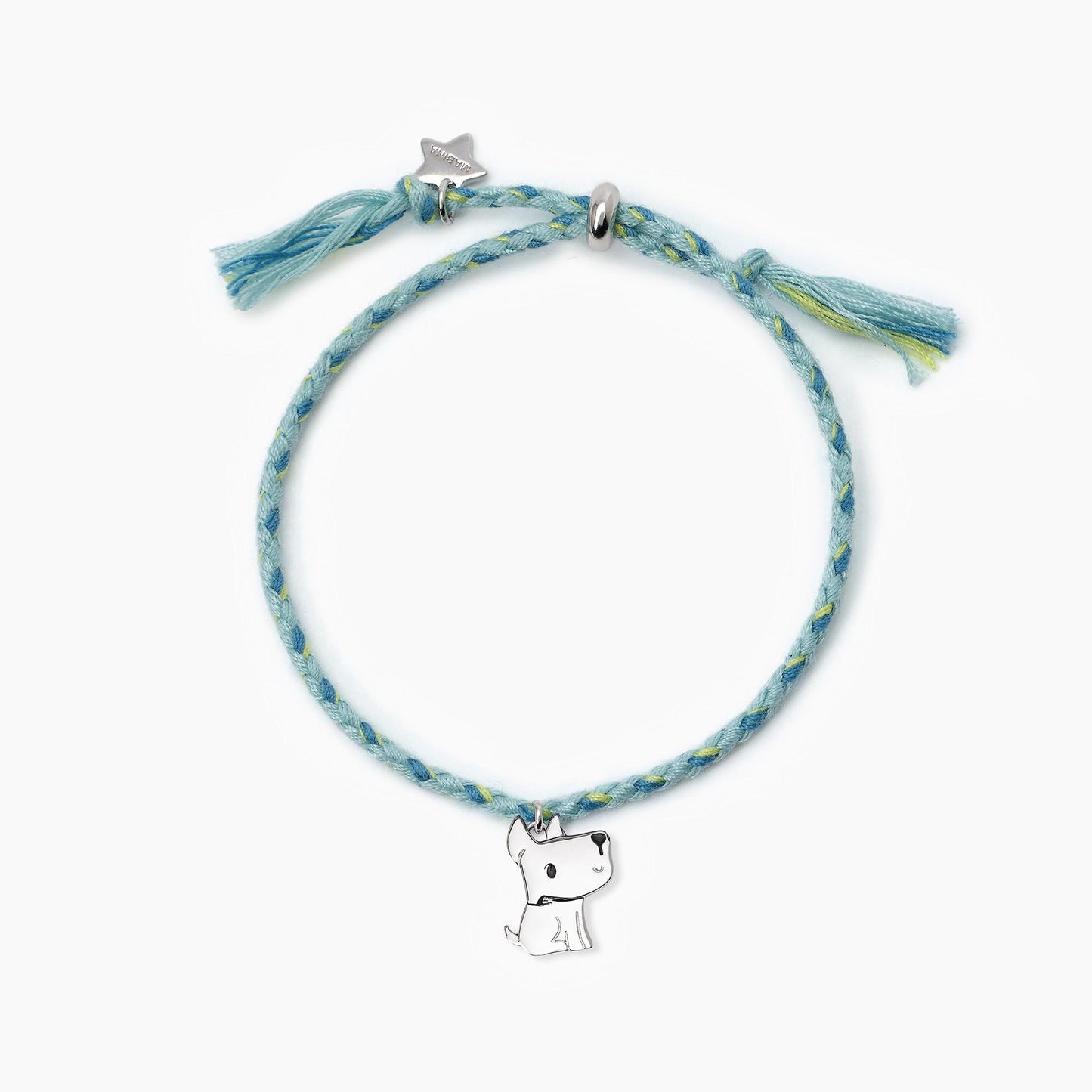 MABINA JUNIOR - Bracciale in argento con cordino e ciondolo cagnolino