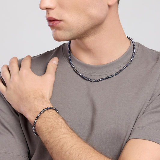 MABINA UOMO - Bracciale con perle nere coltivate GIOVANE RIBELLE
