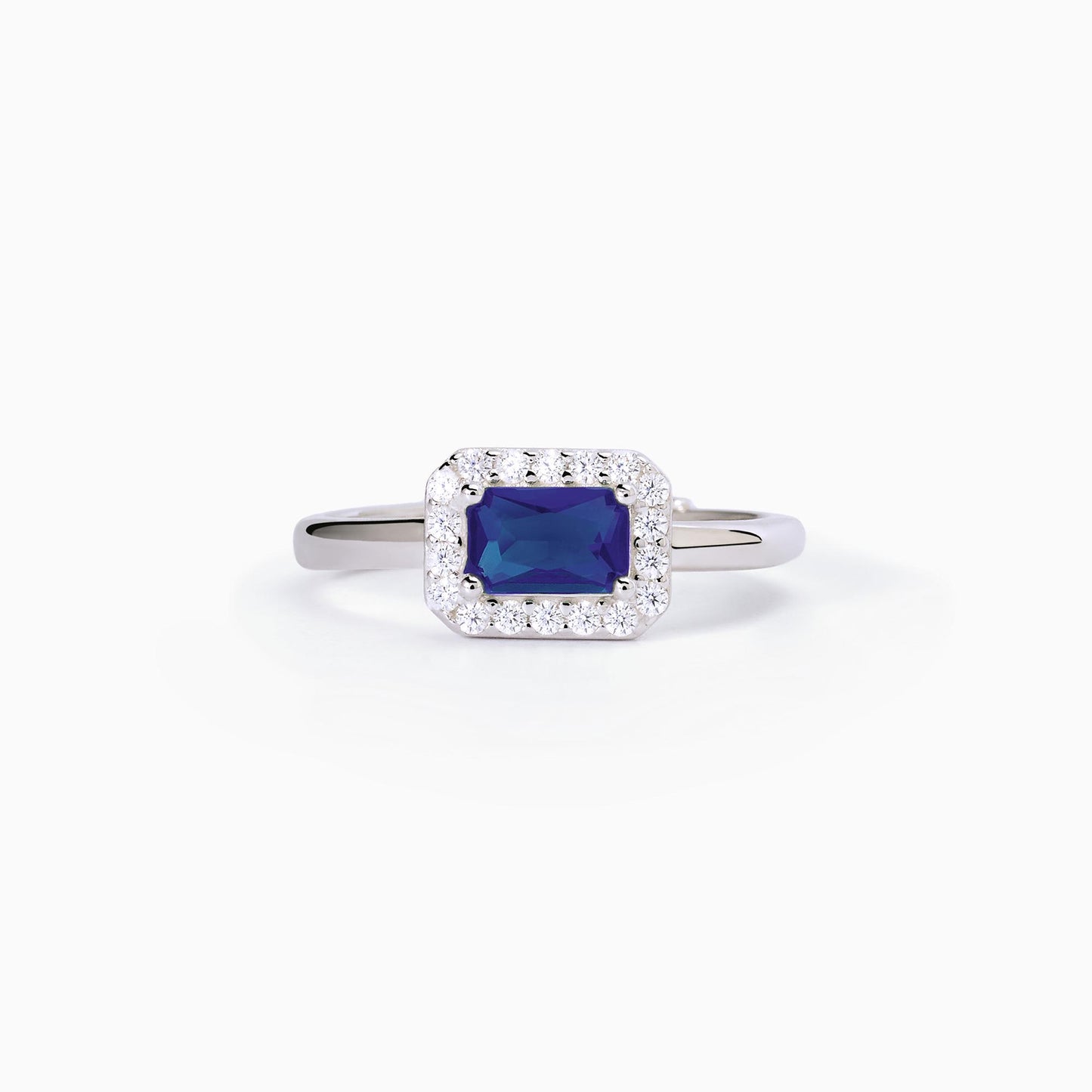 MABINA - Anello in argento con rubino sintetico o zaffiro sintetico e zirconi