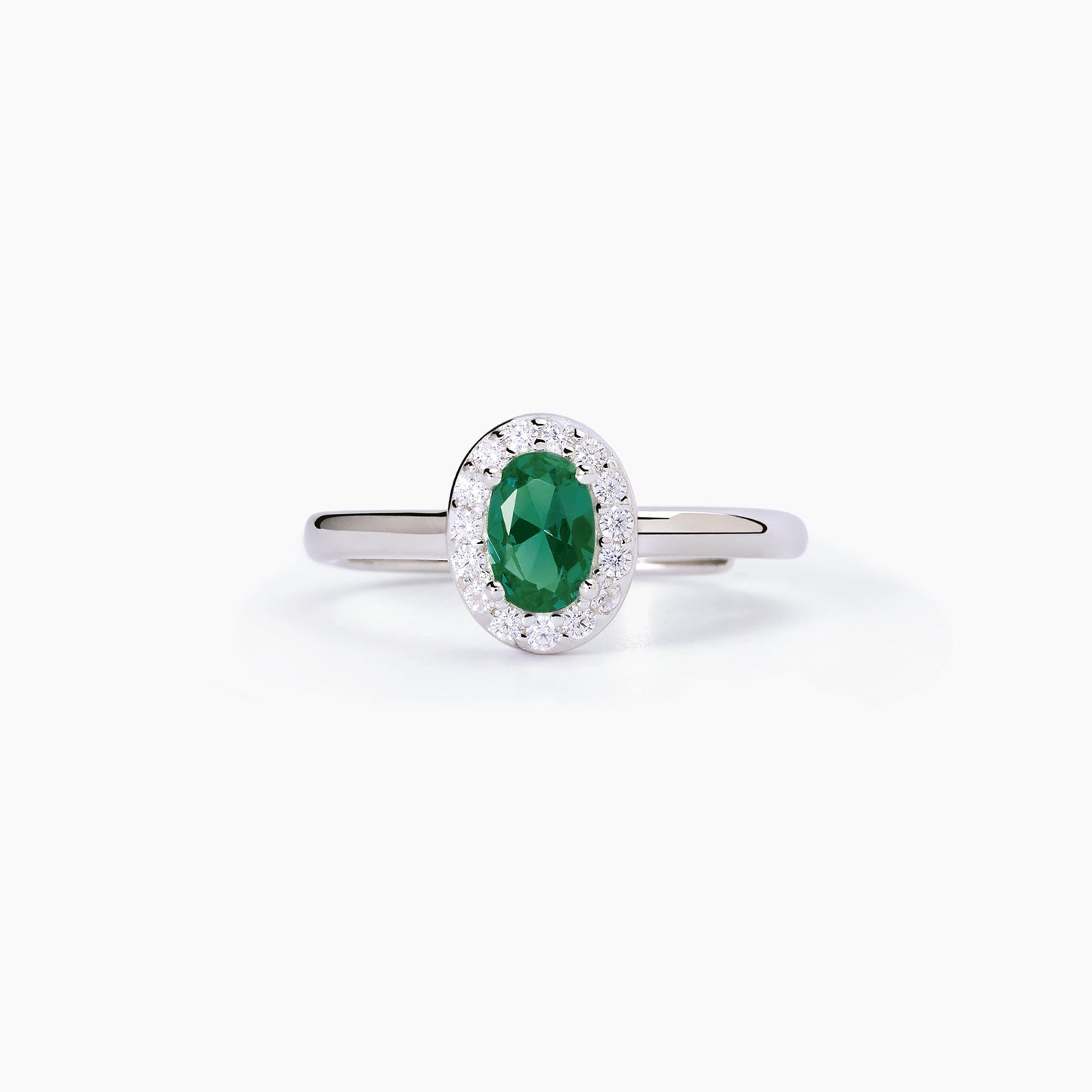 MABINA - Anello in argento con Smeraldo sintetico o Rubino sintetico e zirconi