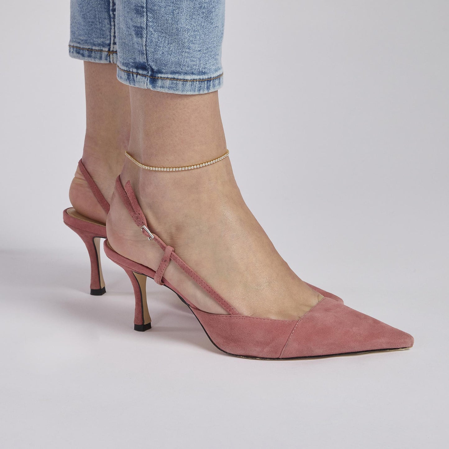 MABINA - Cavigliera in argento e argento placcato oro con zirconi bianchi