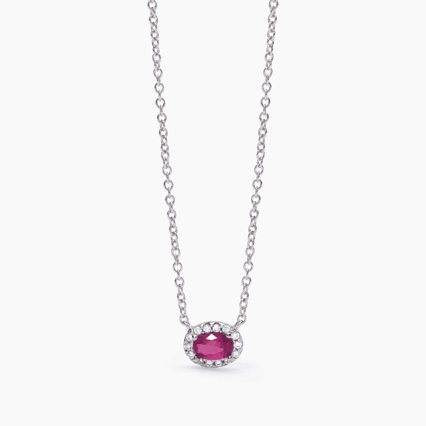 MABINA - Girocollo in argento con smeraldo o rubino sintetico ovale