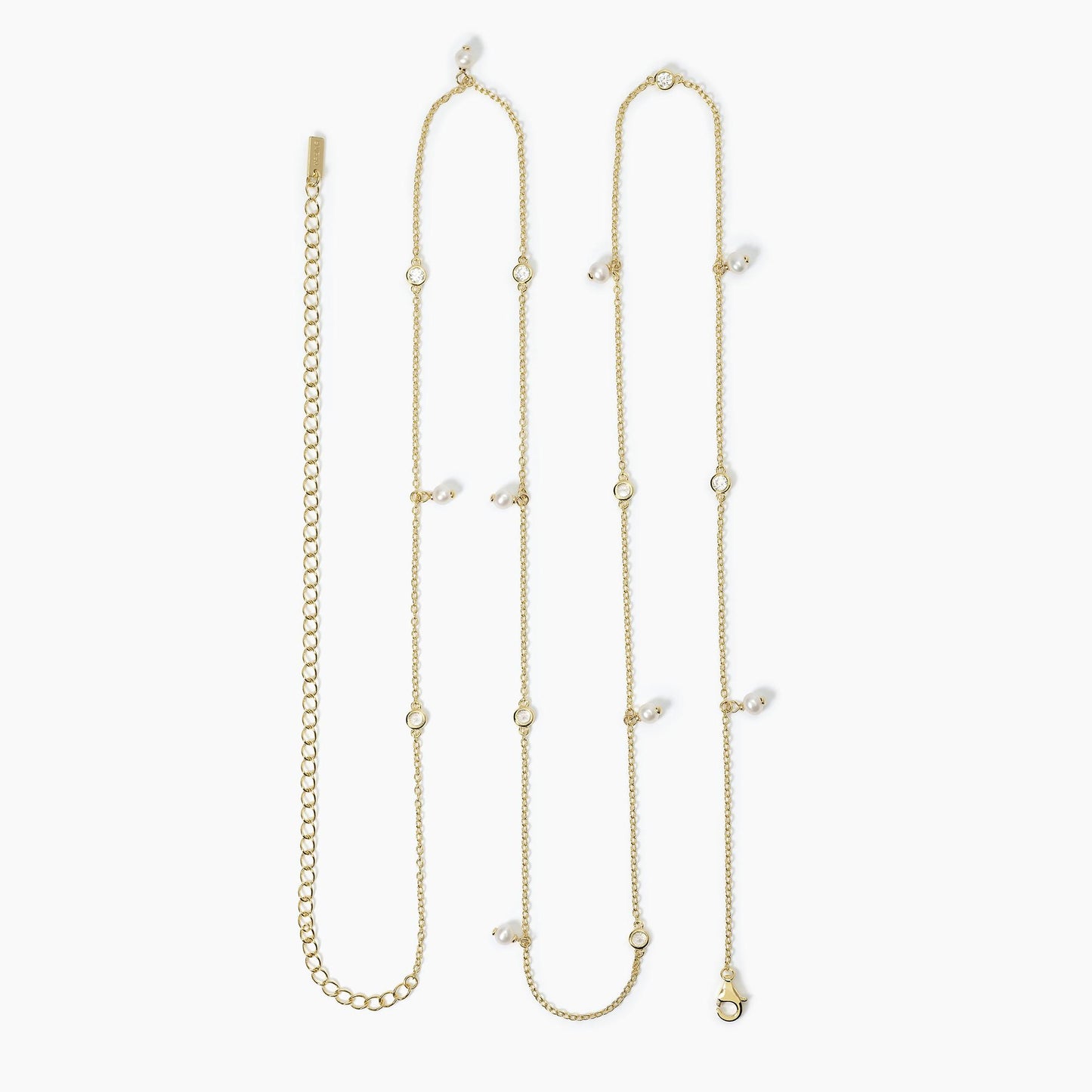 MABINA - Catena girovita in argento placcato oro con perle