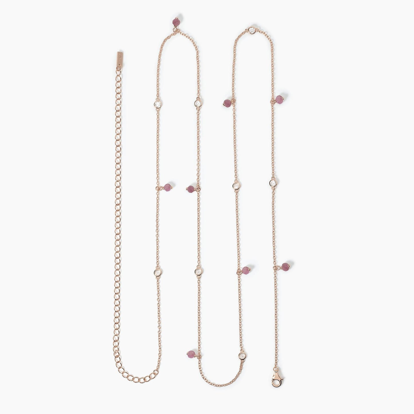 MABINA - Catena girovita in argento rosato con tormalina rosa
