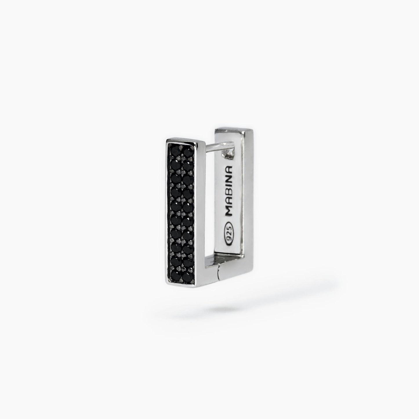MABINA UOMO - Orecchino rettangolare in argento e zirconi neri