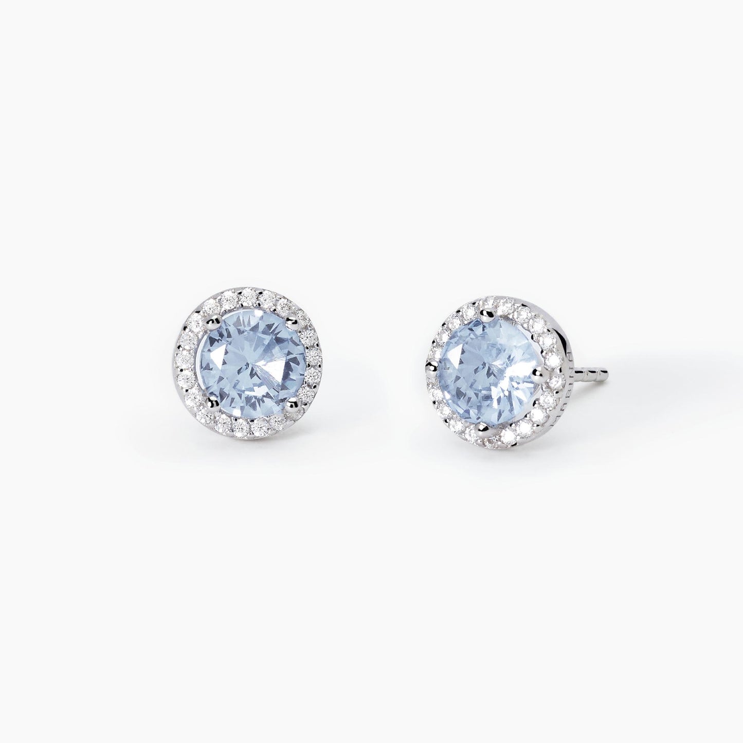 MABINA - Orecchini in argento a lobo con acquamarina sintetica