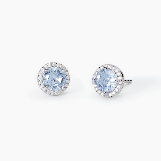 MABINA - Orecchini in argento a lobo con acquamarina sintetica