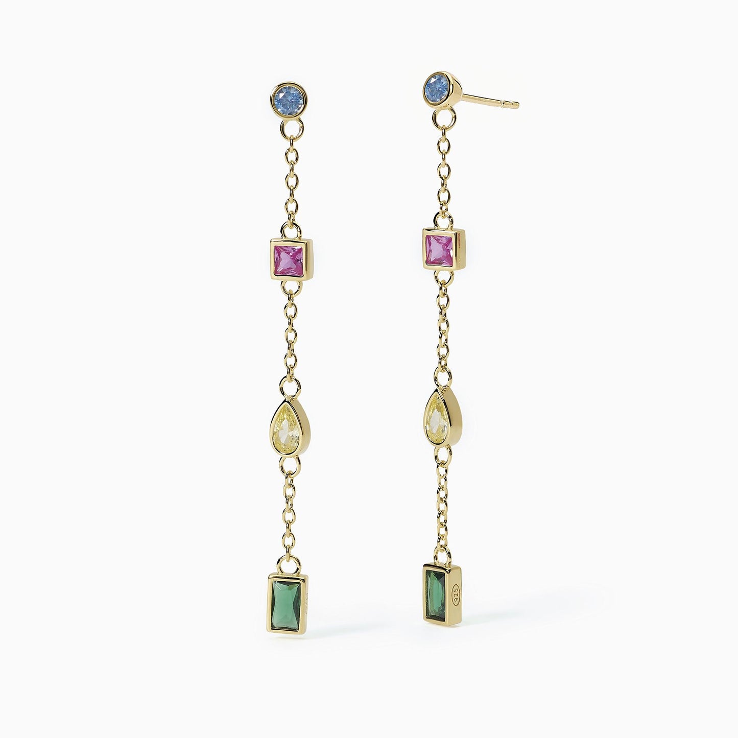 MABINA - Orecchini con castoni multiforma e multicolor