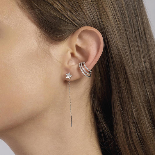 MABINA - Orecchini in argento con stelle pavè