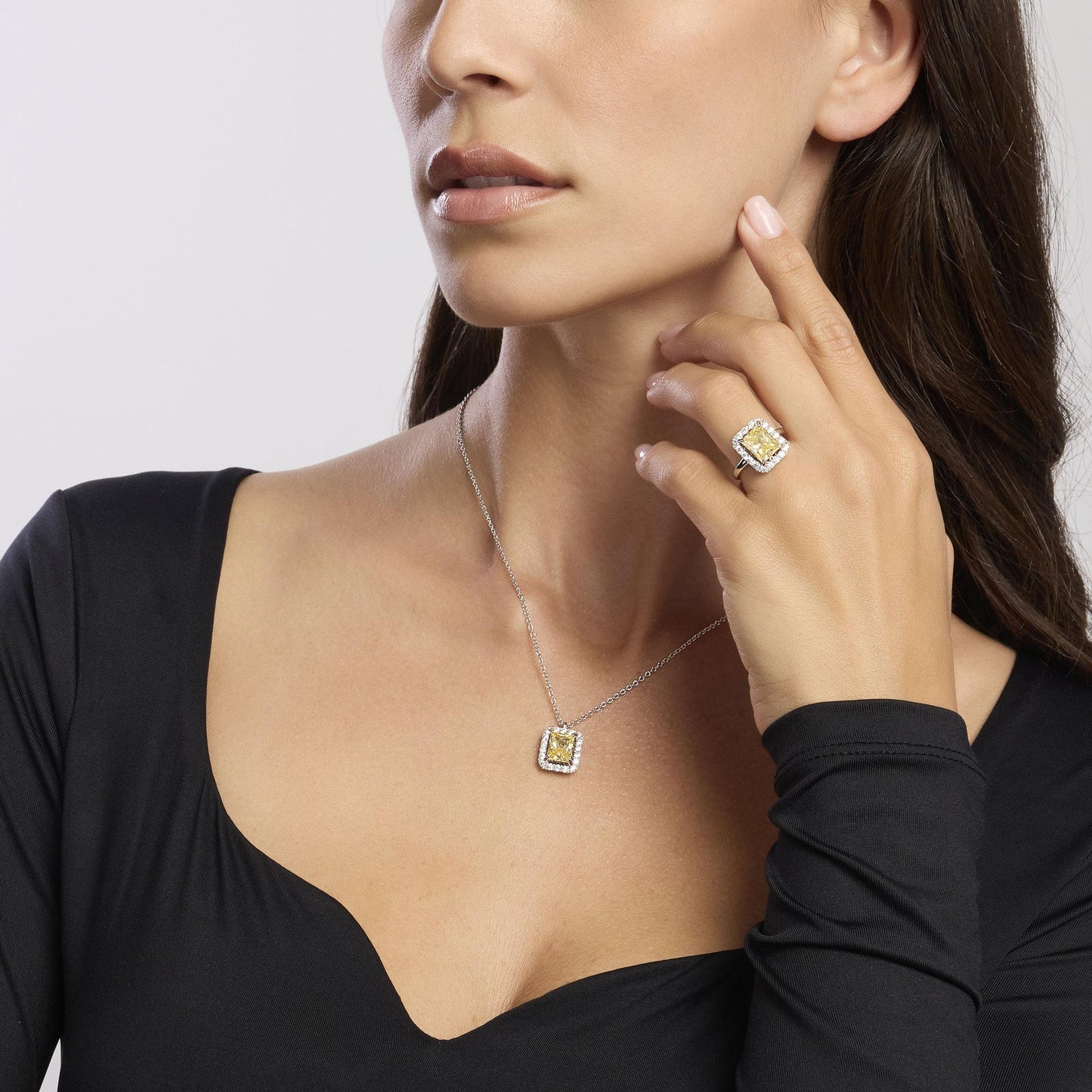 MABINA - Girocollo in argento con zircone Lemon