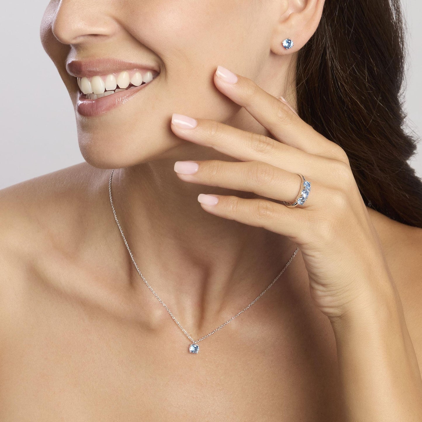 MABINA - Orecchini in argento con acquamarina sintetica