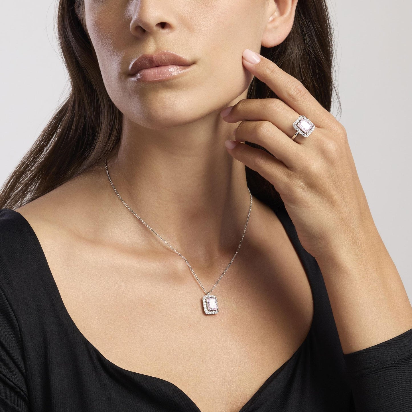 MABINA - Girocollo in argento con zircone rosa