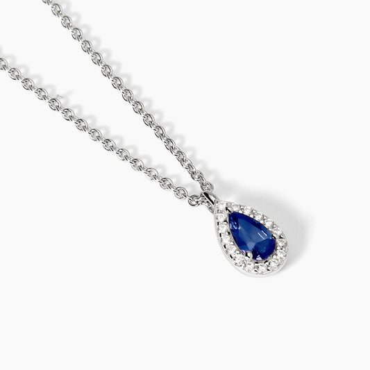 MABINA - Girocollo in argento con zaffiro sintetico e zirconi