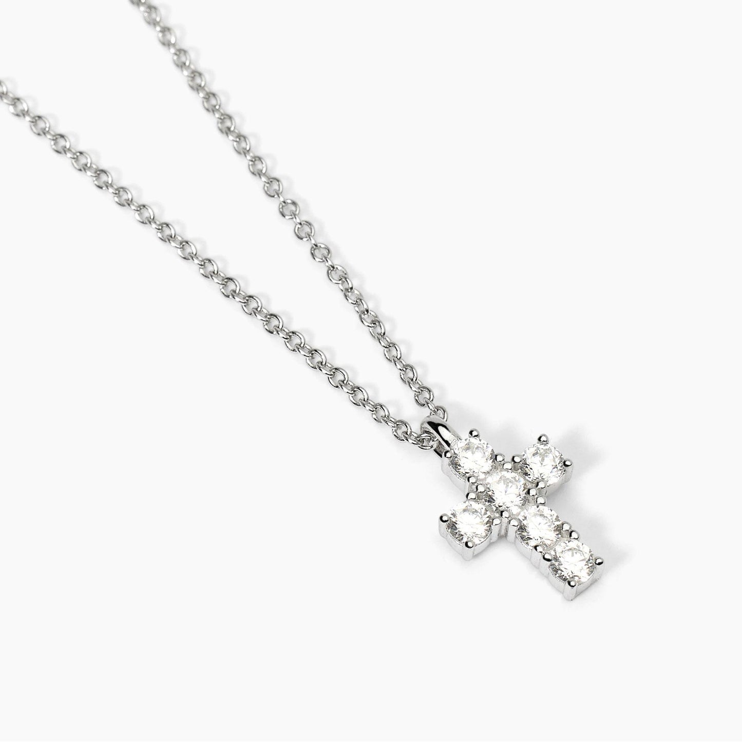 MABINA - Girocollo in argento con ciondolo croce e zirconi