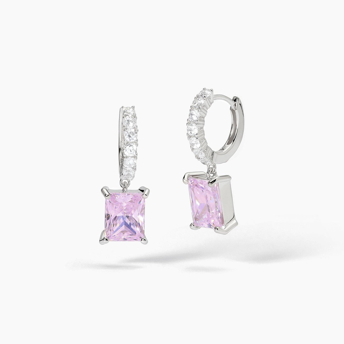 MABINA - Orecchini a cerchio con zircone rosa taglio princess