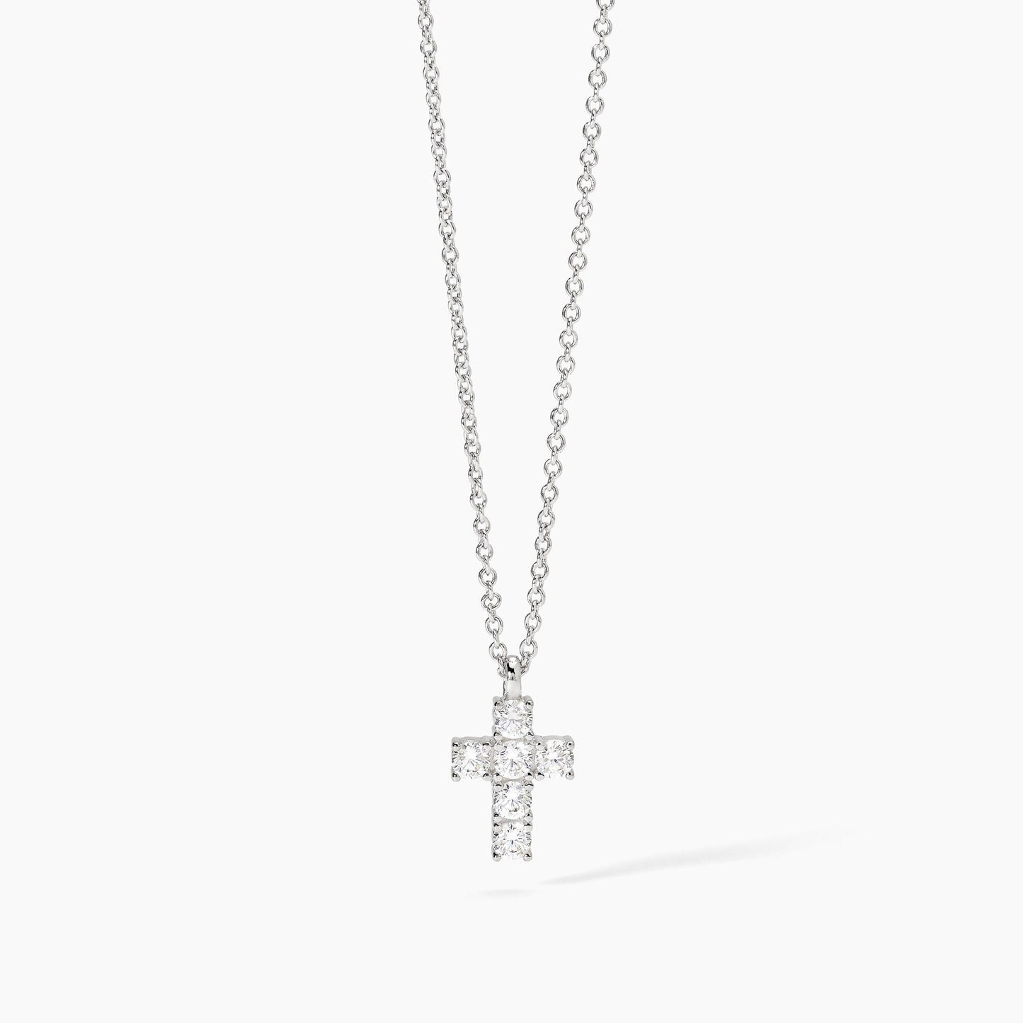 MABINA - Girocollo in argento con ciondolo croce e zirconi