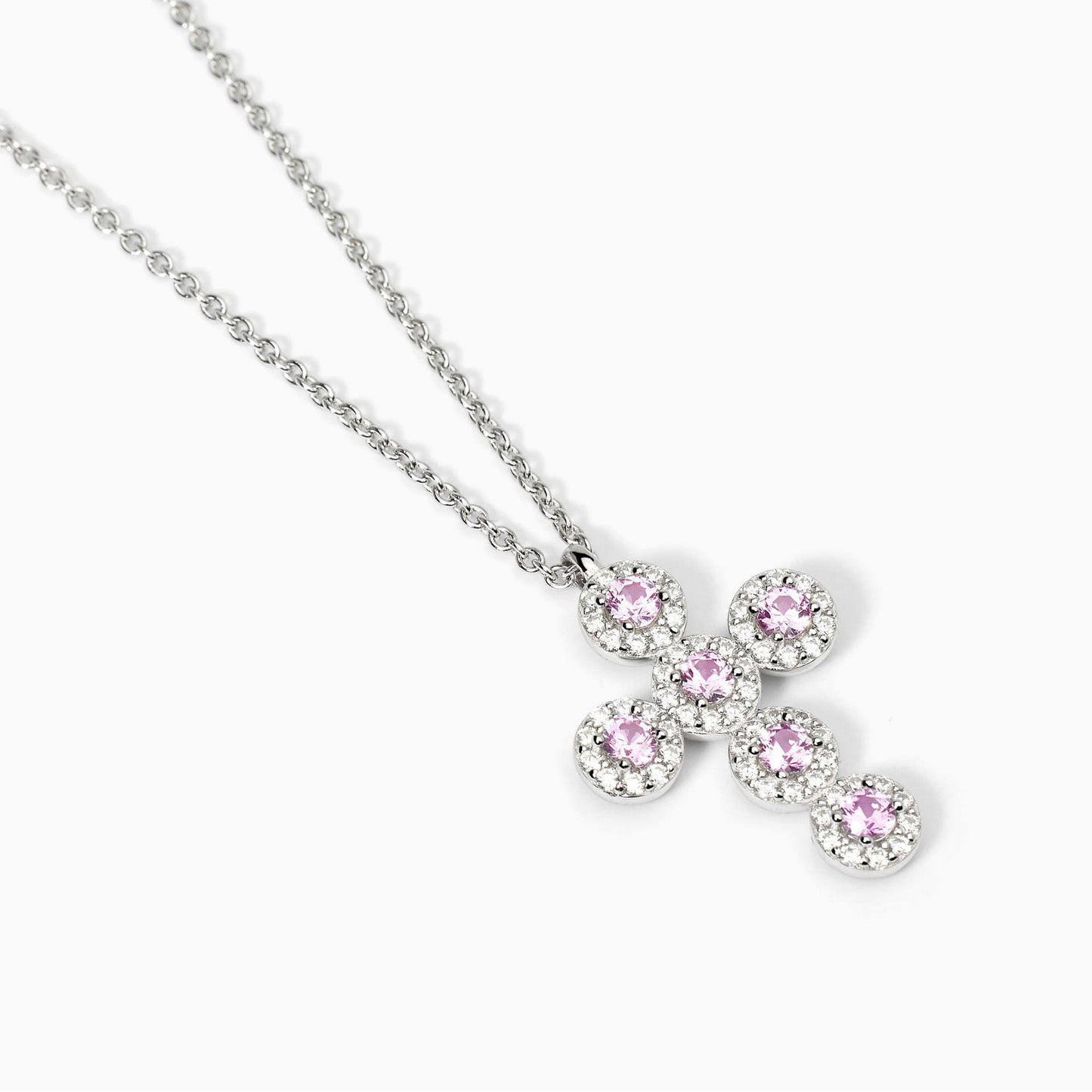 MABINA - Girocollo in argento con ciondolo croce e tormaline sintetiche