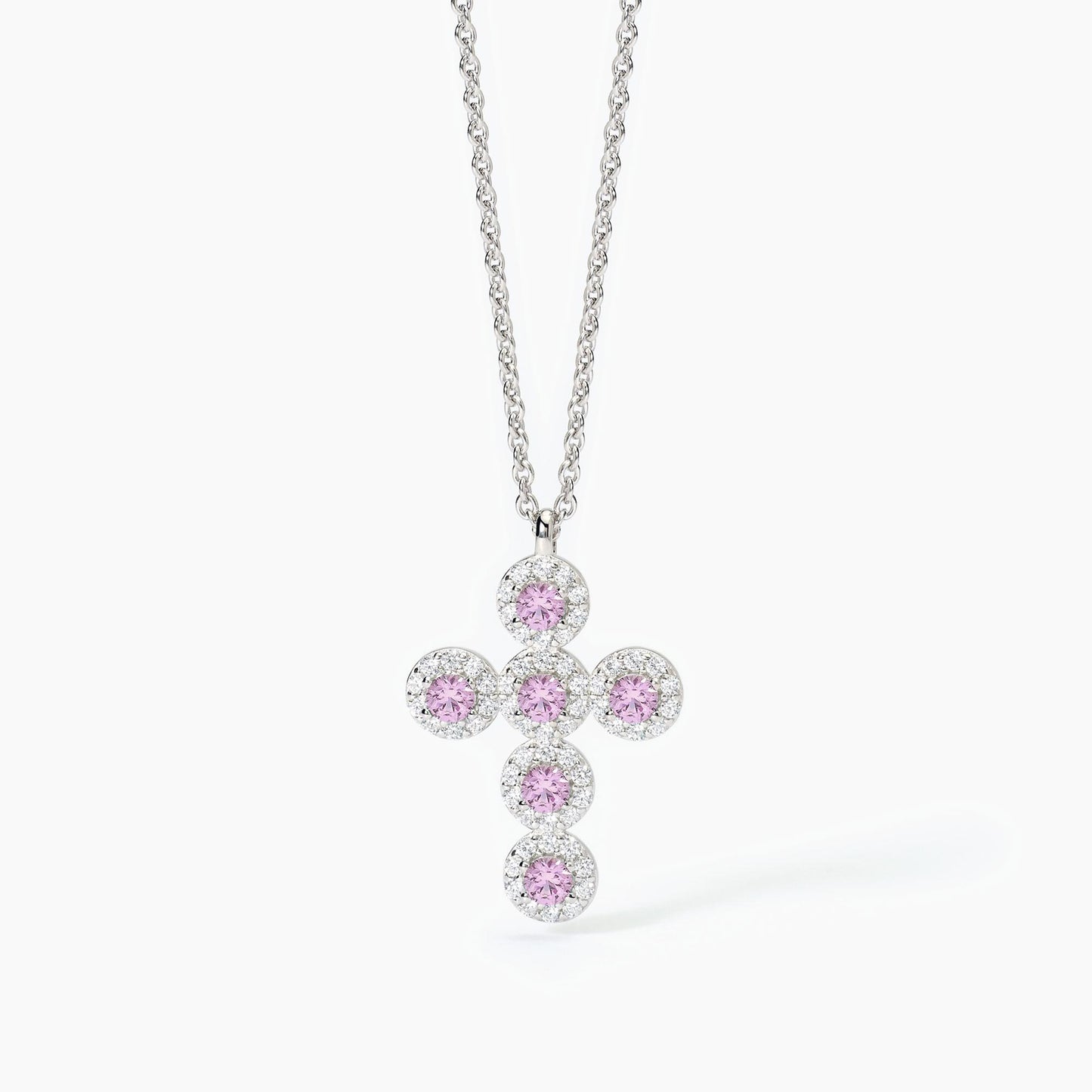 MABINA - Girocollo in argento con ciondolo croce e tormaline sintetiche