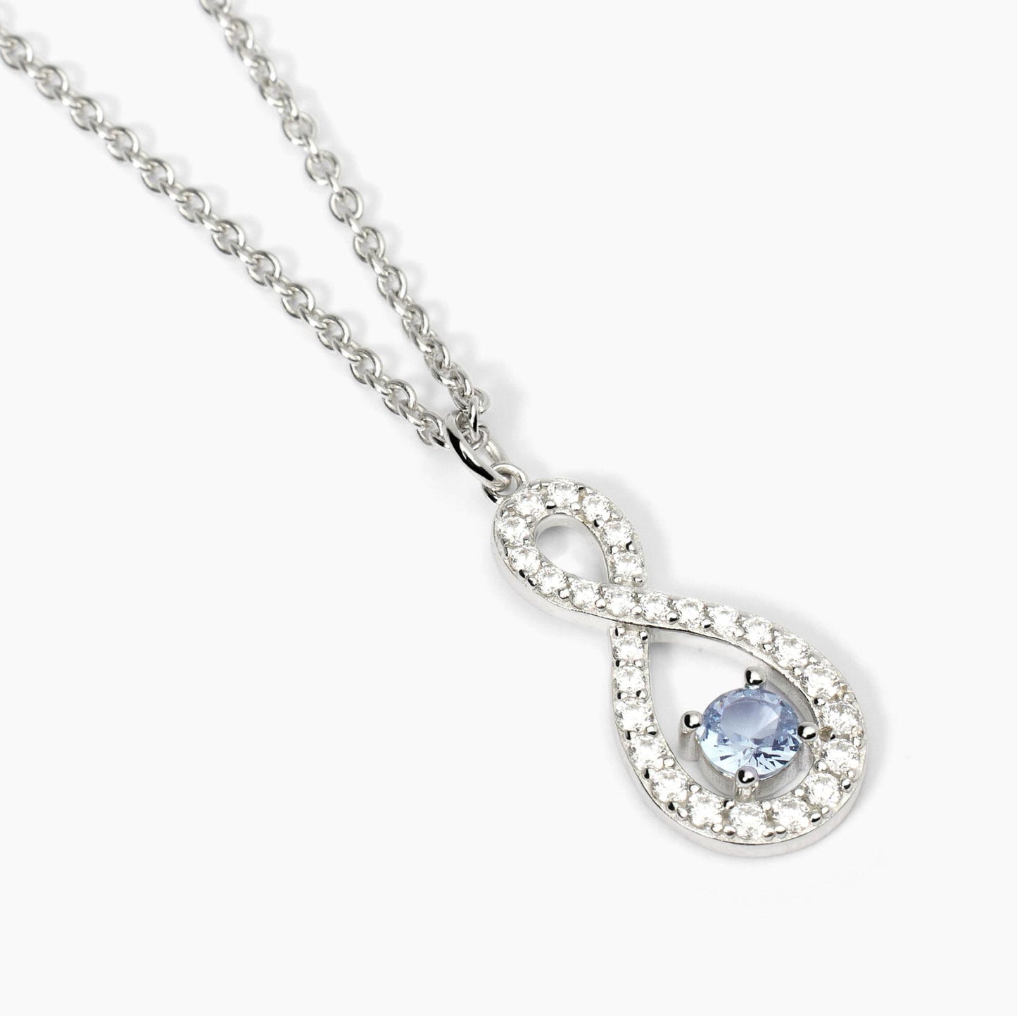 MABINA - Girocollo in argento con infinito e acquamarina sintetica