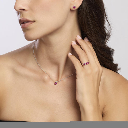 MABINA - Orecchini in argento con rubini sintetici