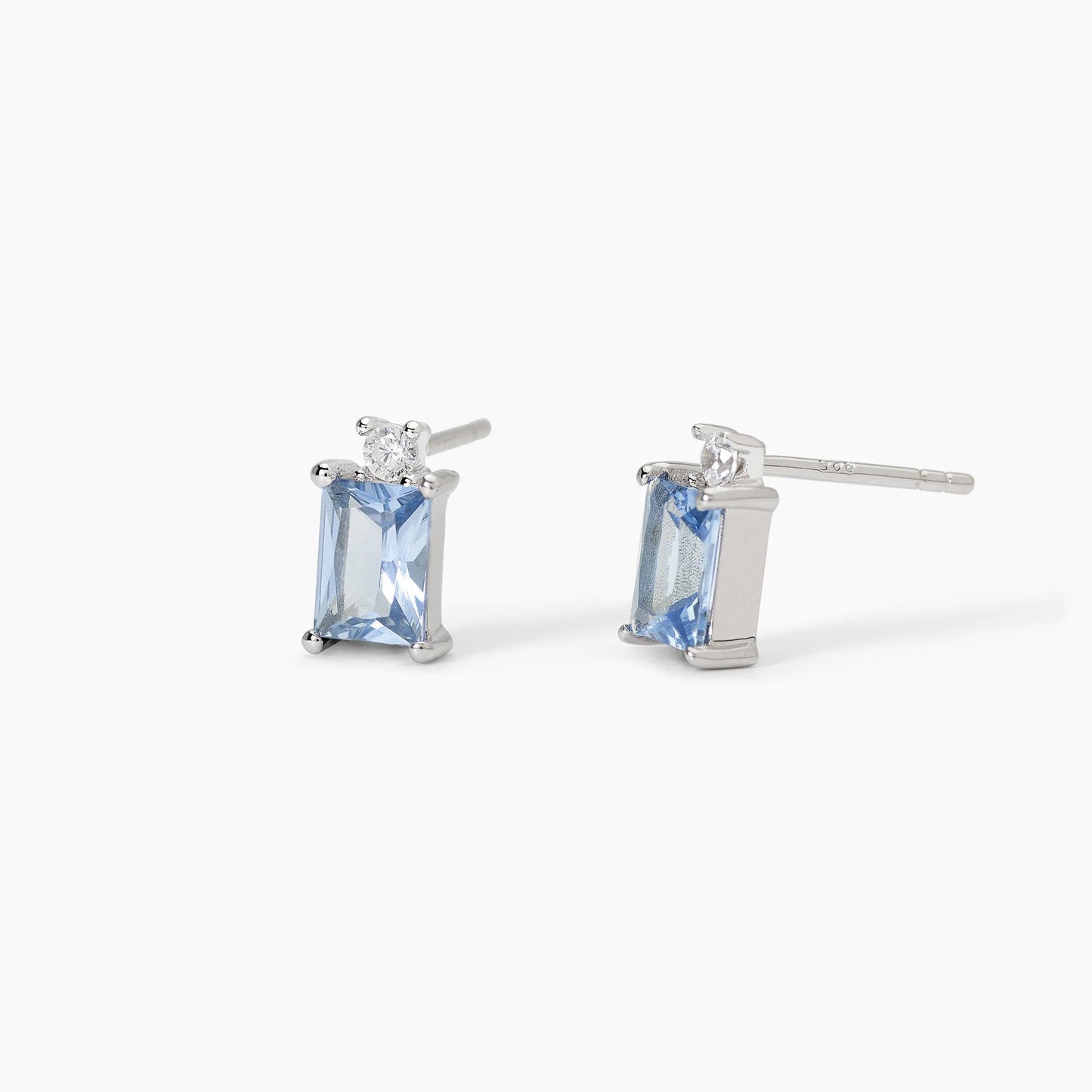 MABINA - Orecchini in argento con acquamarina sintetica taglio princess