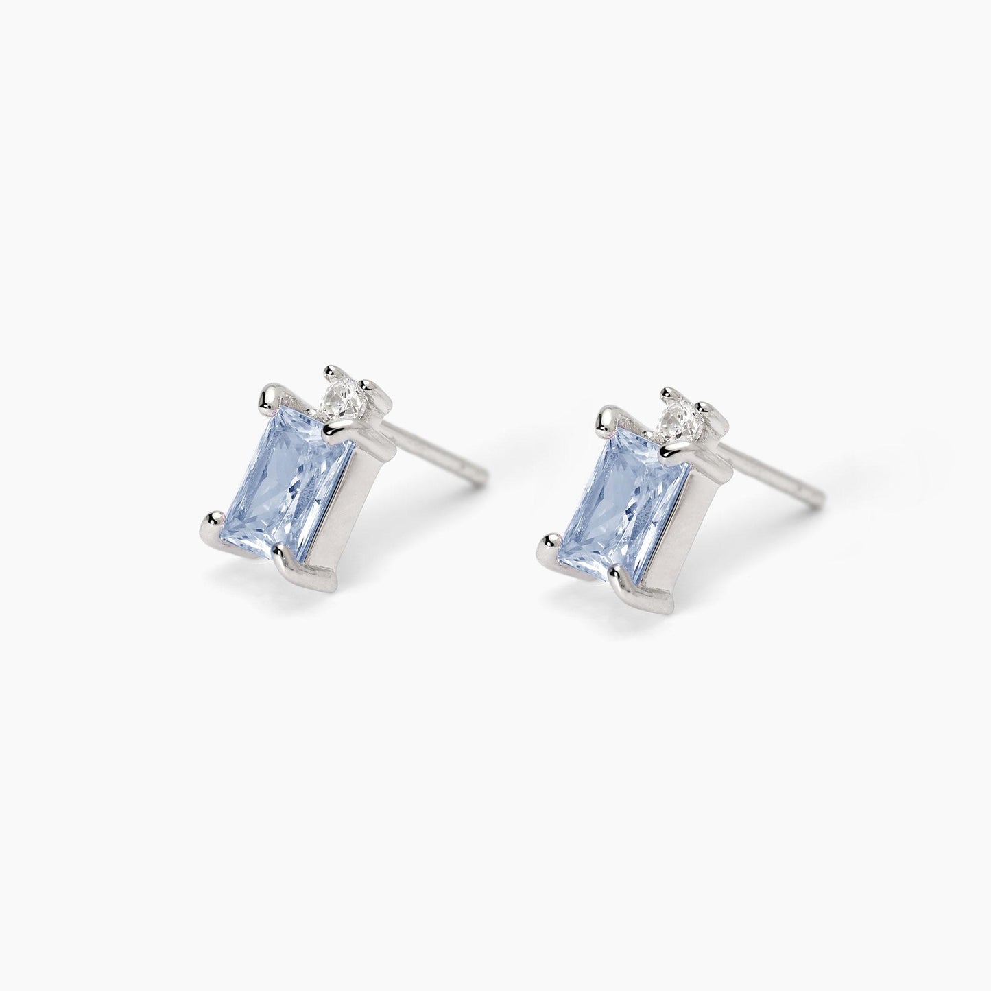 MABINA - Orecchini in argento con acquamarina sintetica taglio princess