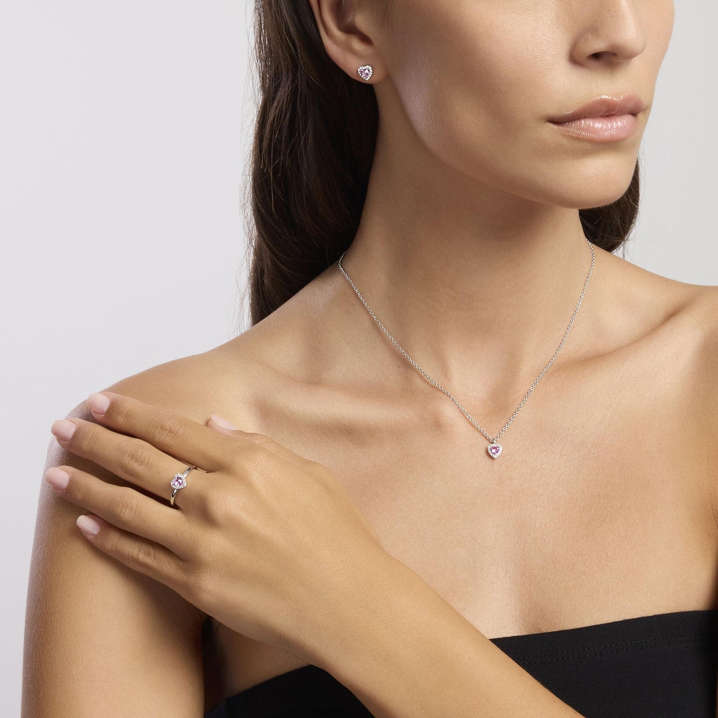 MABINA - Orecchini in argento con tormaline sintetiche taglio cuore
