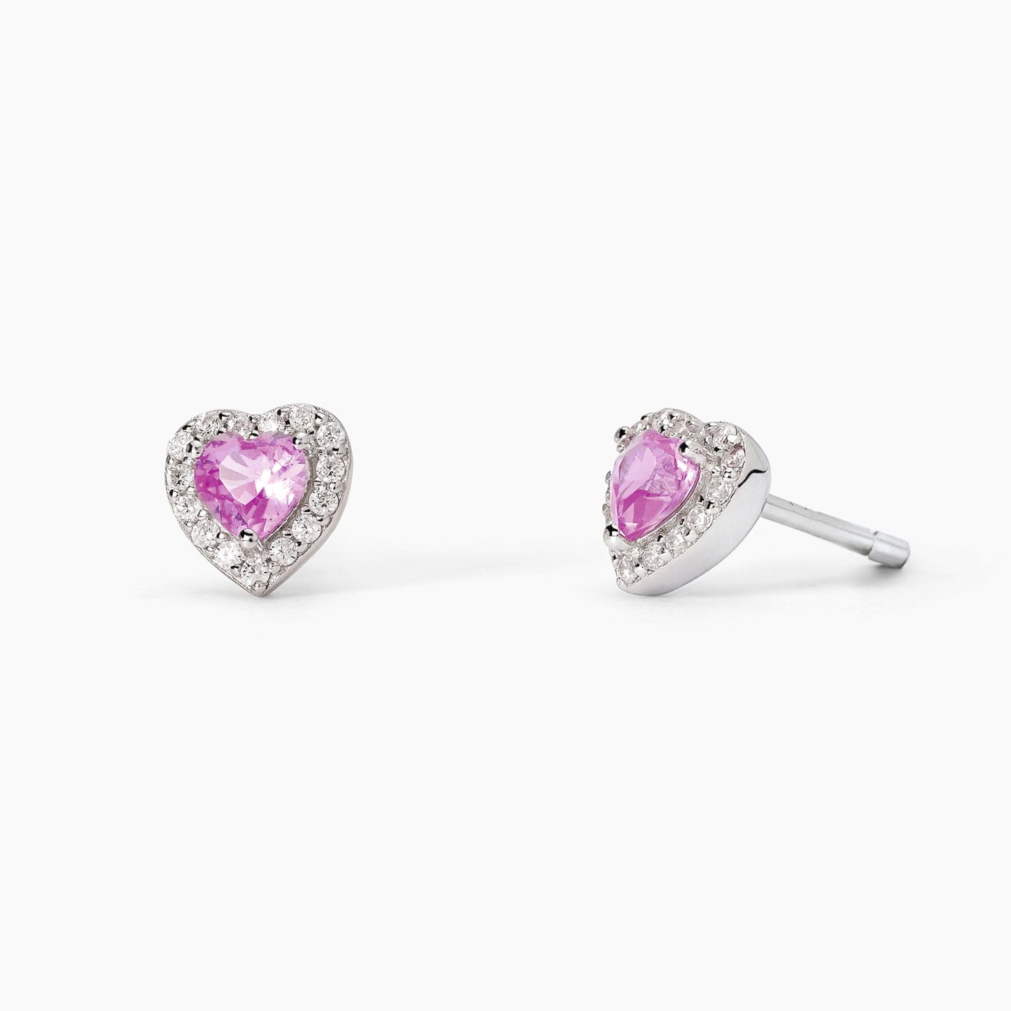 MABINA - Orecchini in argento con tormaline sintetiche taglio cuore