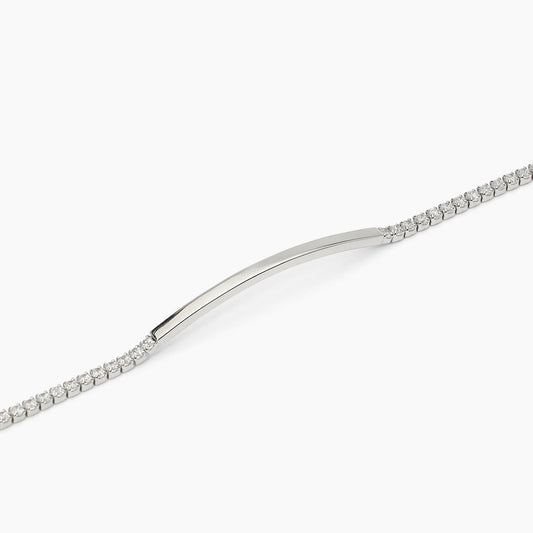 MABINA UOMO - Bracciale in argento con piastra e zirconi bianchi