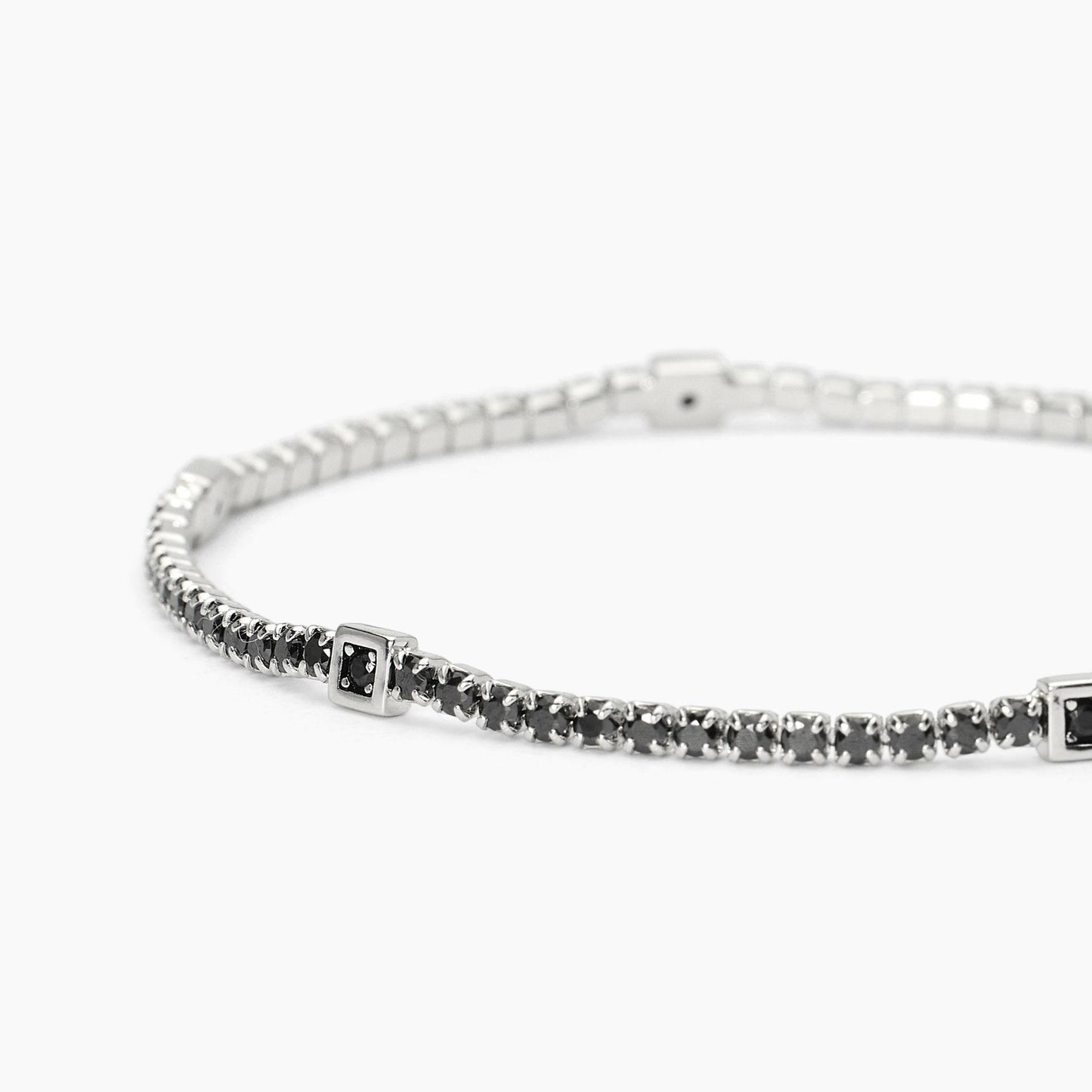 MABINA UOMO - Bracciale tennis in argento con inserti quadrati