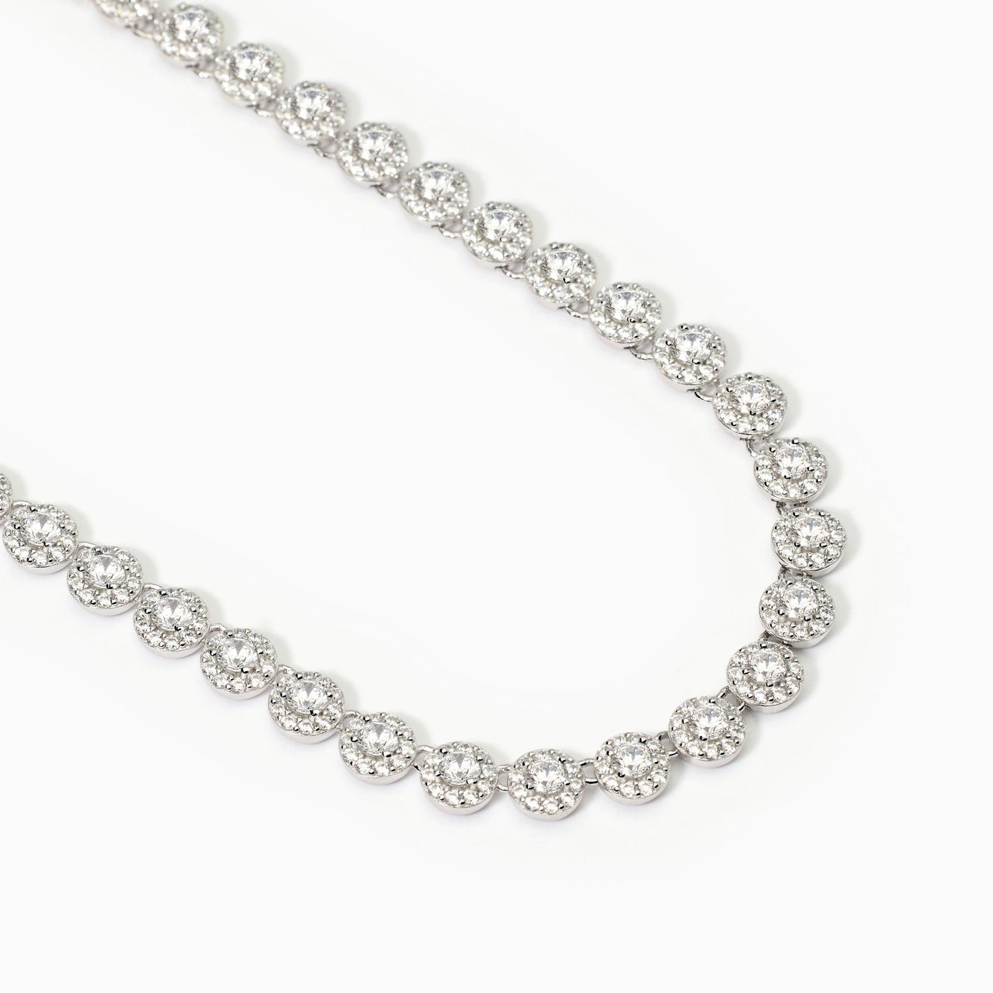 MABINA - Girocollo tennis in argento con zirconi MILANESIENNE