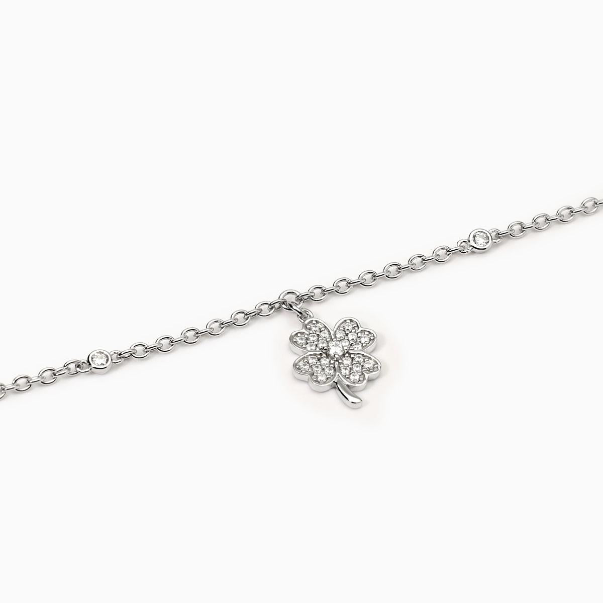 MABINA -  Bracciale in argento con catena e quadrifoglio