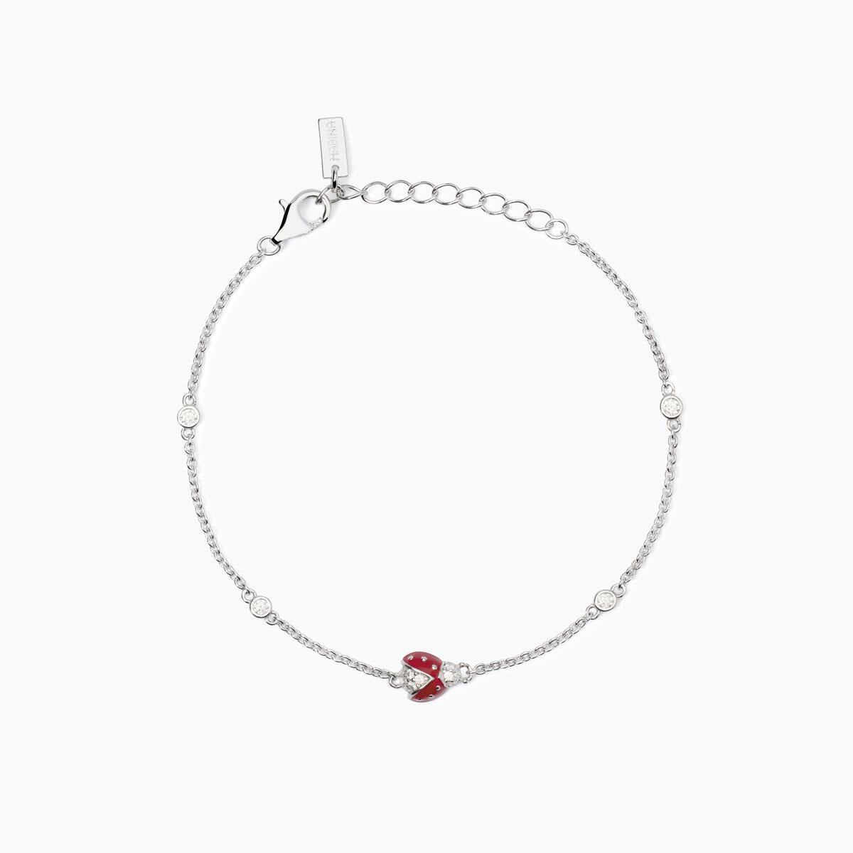 MABINA JUNIOR - Bracciale in argento con catena e coccinella