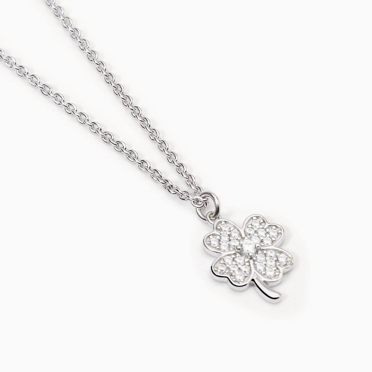 MABINA - Girocollo con quadrifoglio in zirconi
