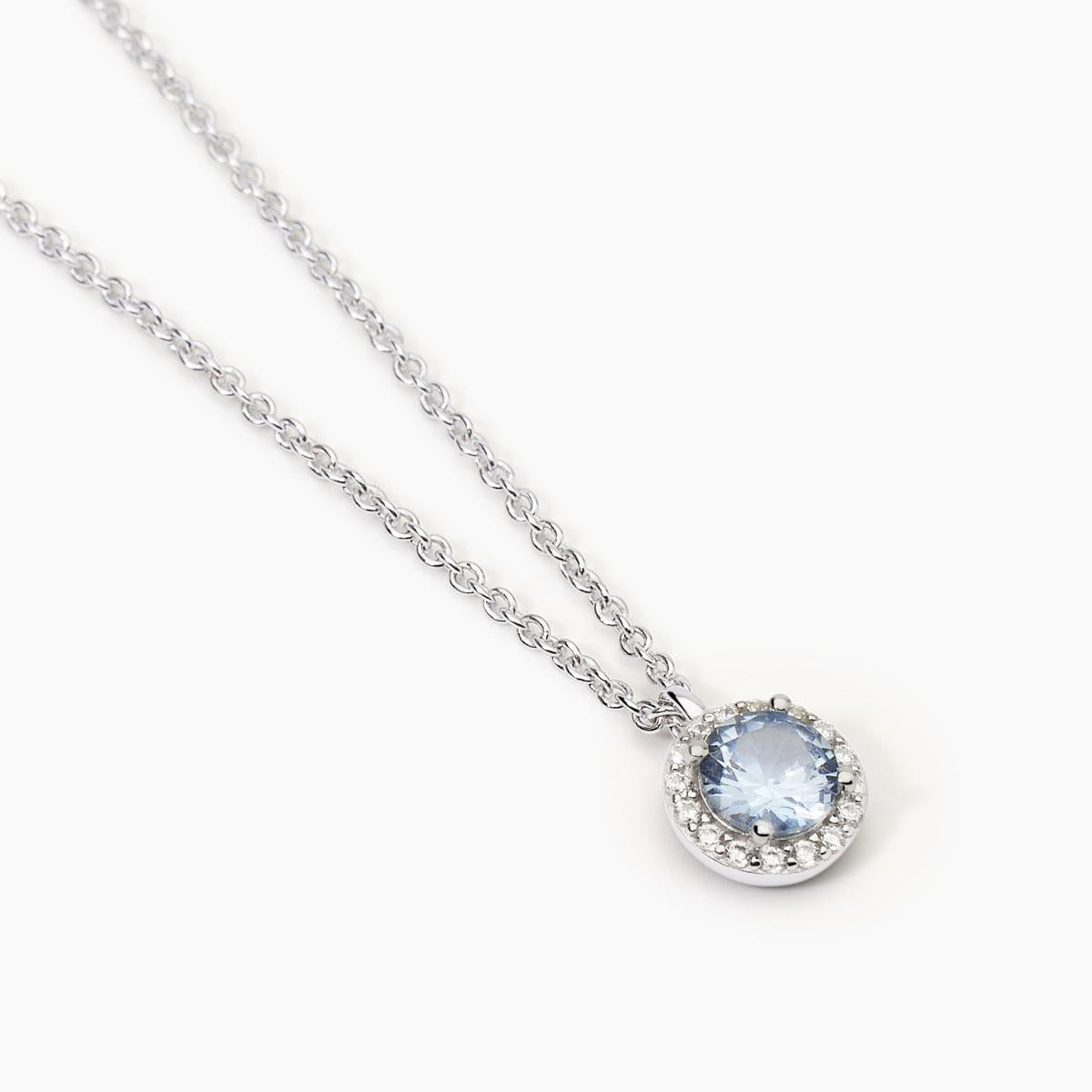 MABINA - Girocollo con ciondolo acquamarina sintetica