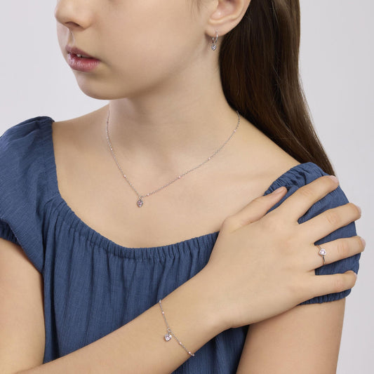 MABINA JUNIOR - Orecchini da bambina a cerchio con cuore