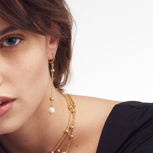 UNOAERRE - Orecchini in bronzo dorato con perle naturali