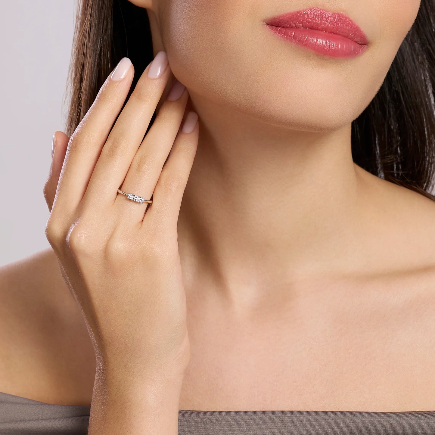 MABINA MY DIAMOND - Anello trilogy con diamanti lab-grown 0,09 carati