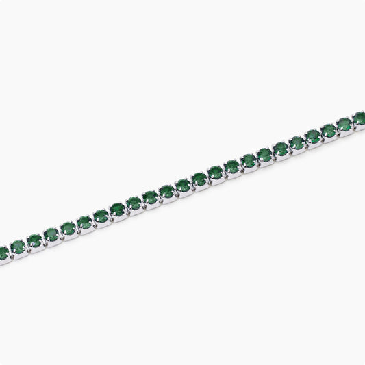 MABINA UOMO - Bracciale tennis uomo con smeraldi sintetici