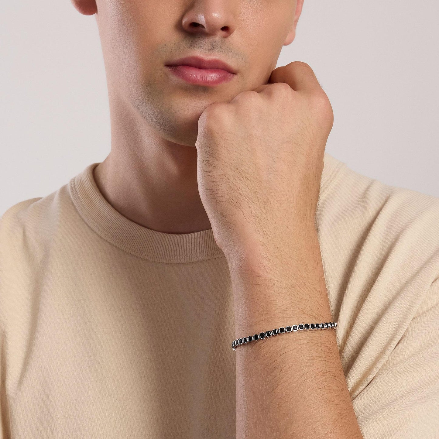 MABINA UOMO - Bracciale tennis uomo con zirconi ottagonali