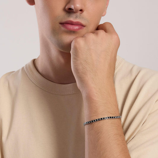 MABINA UOMO - Bracciale tennis uomo con zirconi ottagonali