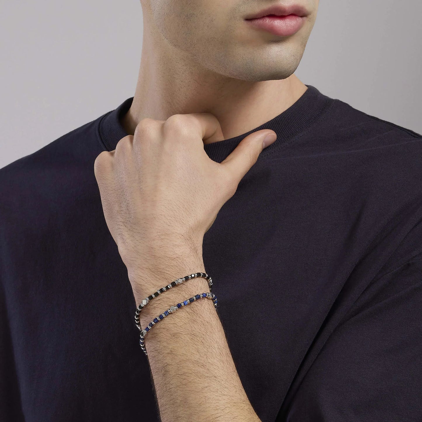 MABINA UOMO - Bracciale da uomo in argento e sodalite blu