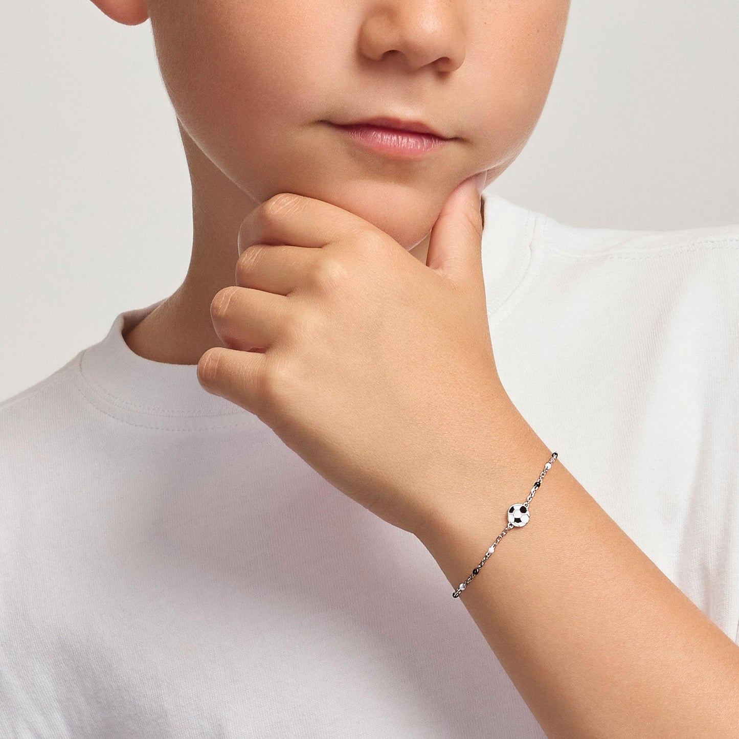 MABINA JUNIOR - Bracciale con pallone e inserti bianchi e neri