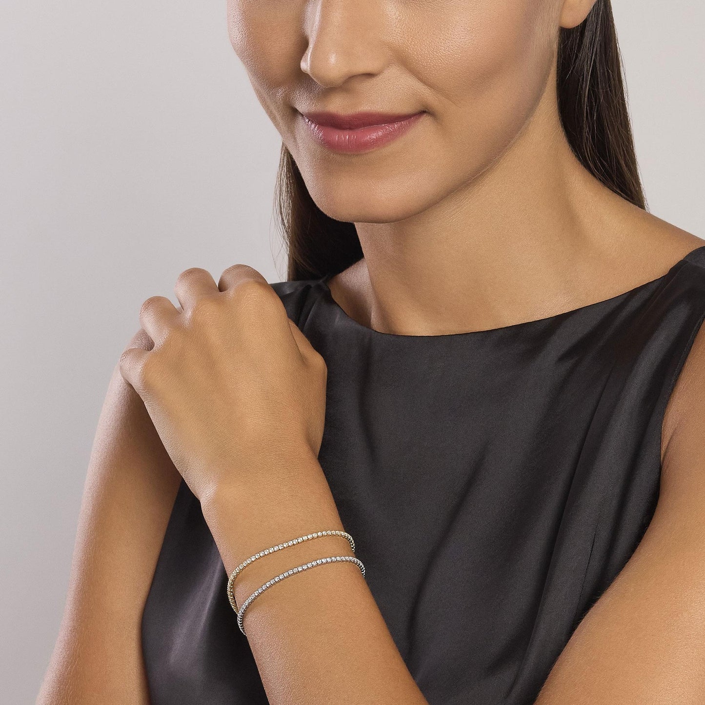 MABINA - Bracciale tennis placcato oro con zirconi
